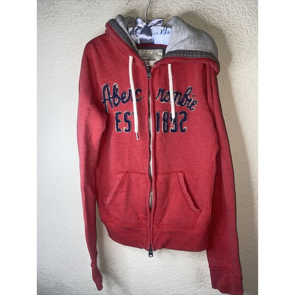 abercrombie and fitch hoodie sweater full zip logo Preppy Women S Y2k 90s - Picture 1 of 8